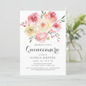 Cute Blush Watercolor Quinceanera 15th Party Invitation (Standing Front)