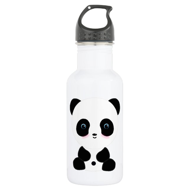 Cute Blushing Panda Bear Water Bottle (Front)
