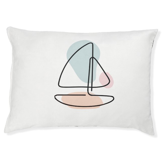 Cute boat line art pet bed (Front)