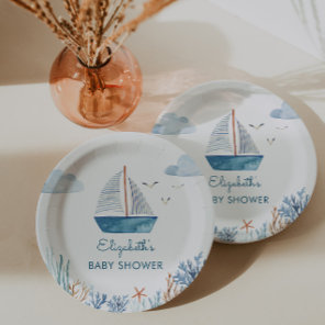 Cute Boat Nautical Baby Shower  Paper Plates