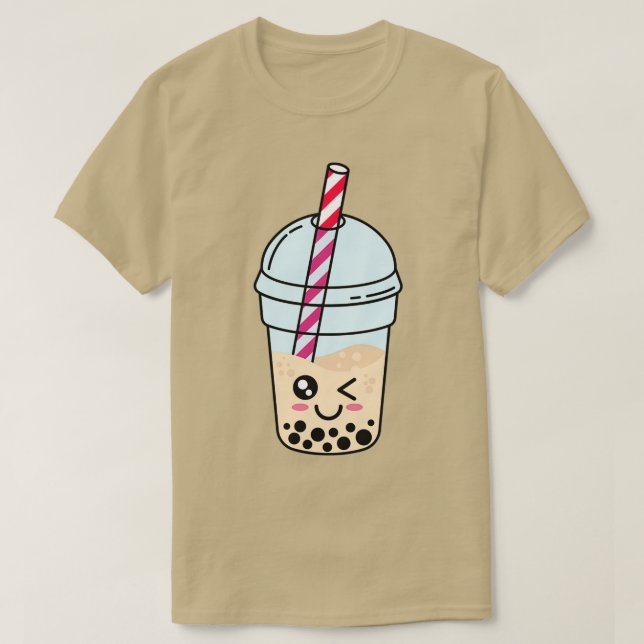 Cute Boba Bubble Pearl Tapioca Milk Tea T-Shirt (Design Front)