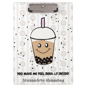 Cute Boba Bubble Tea Pun Personalized Clipboard