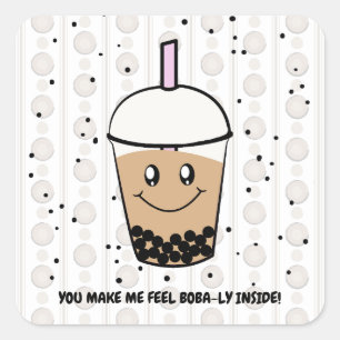 Cute Boba Bubble Tea Pun Square Sticker