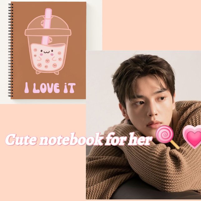 Cute Boba drink 💗🤎🥛🍪 Notebook (Creator Uploaded)