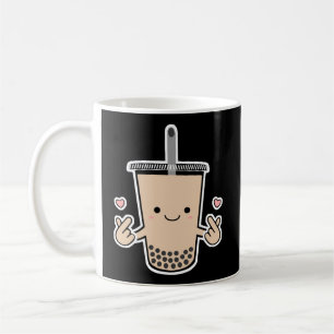 Cute Boba K-Pop Bubble Milk Tea Korean Finger Hear Coffee Mug