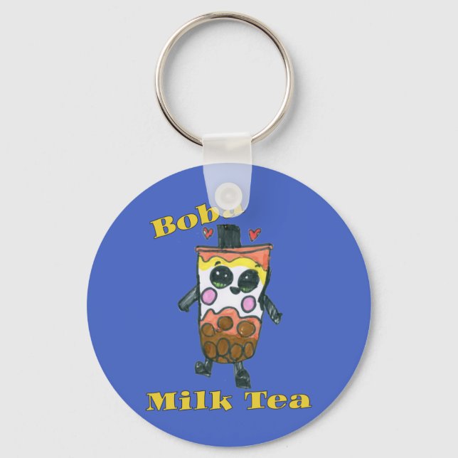 Cute Boba Milk Tea Kids (Taiwan Bubble Milk Tea) Keychain (Front)