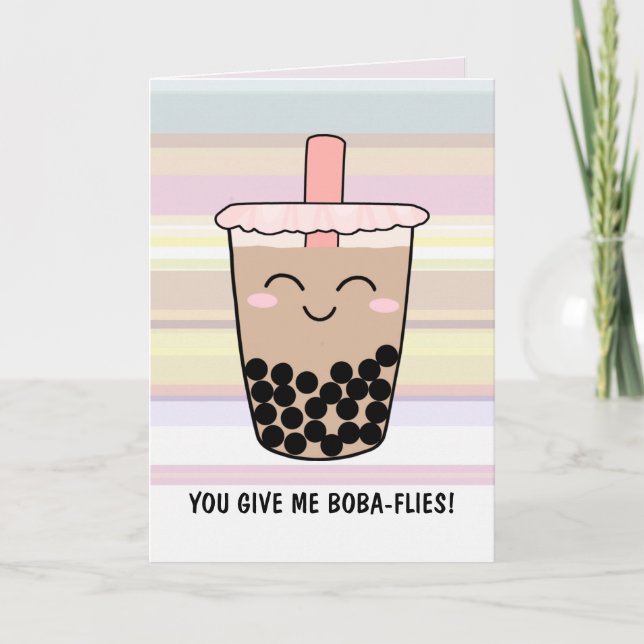 Cute Boba Milk Tea Pun Card (Front)