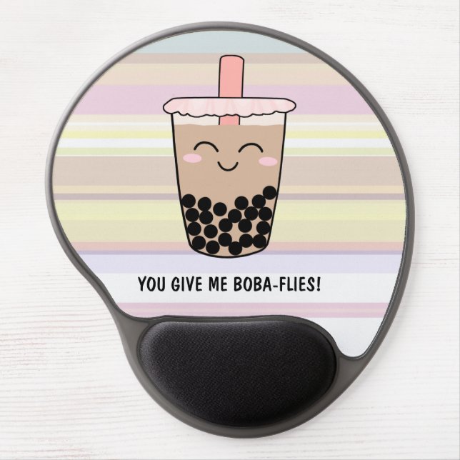 Cute Boba Milk Tea Pun Gel Mouse Pad (Front)