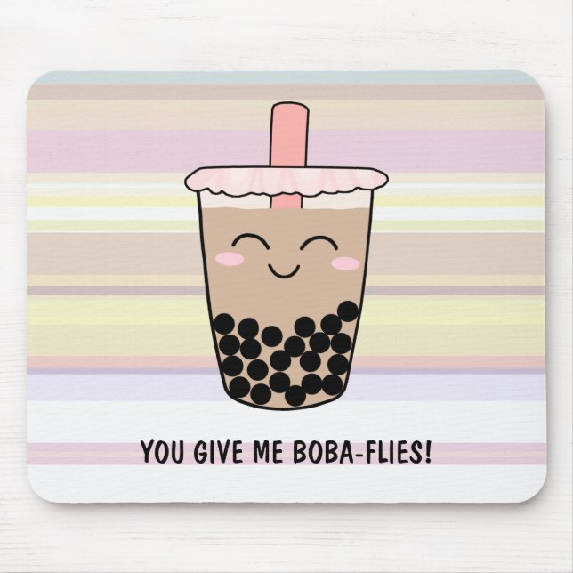 Cute Boba Milk Tea Pun Mouse Pad (Front)