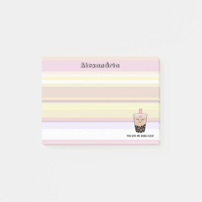 Cute Boba Milk Tea Pun Post-It Notes (Front)