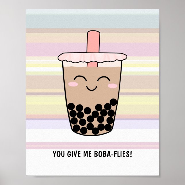 Cute Boba Milk Tea Pun Poster (Front)