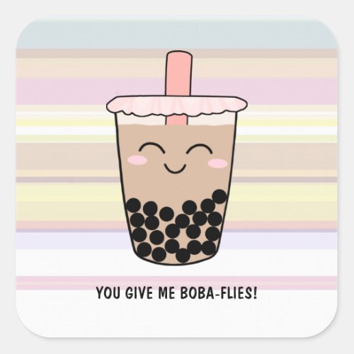 Cute Boba Milk Tea Pun Square Sticker