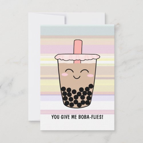 Cute Boba Milk Tea Pun Thank You Card