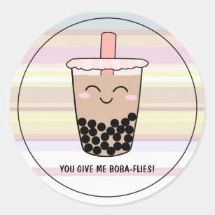 Cute Boba Pearl Milk Tea Pun Classic Round Sticker