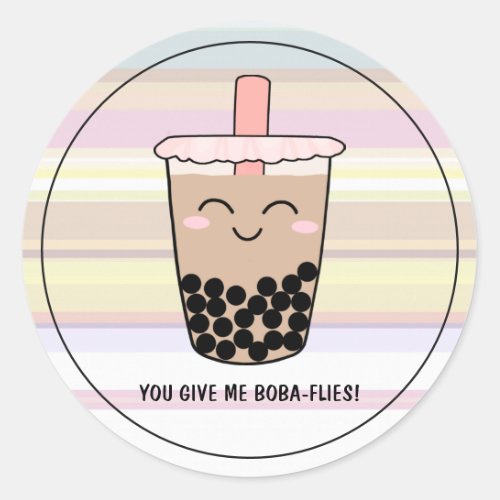 Cute Boba Pearl Milk Tea Pun Classic Round Sticker