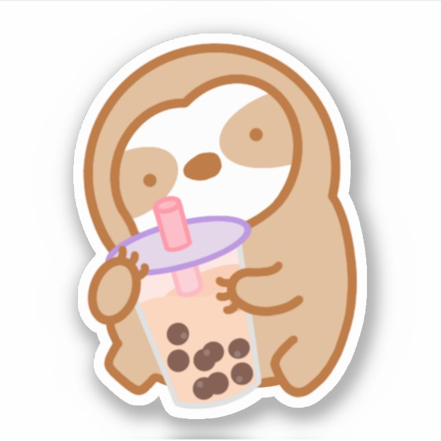 Cute Boba Sloth Sticker (Front)