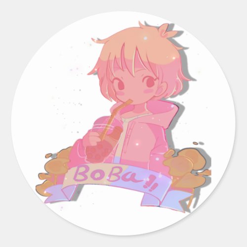 Cute Boba Tea Anime Girl Sticker