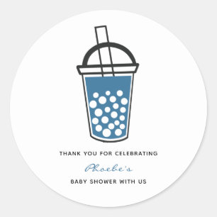 Cute Boba Tea Baby Shower Thank You Personalized Classic Round Sticker
