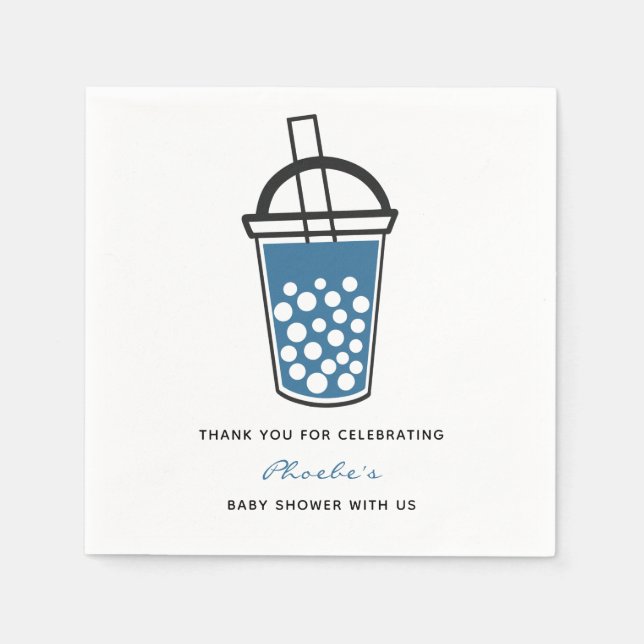 Cute Boba Tea Baby Shower Thank You Personalized Napkins (Front)