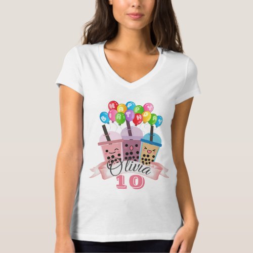 Cute Boba Tea Birthday Celebration T_Shirt