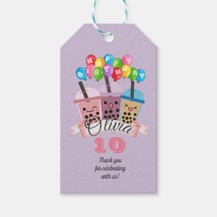 Cute Boba Tea Birthday Party Thank You Favor Tag