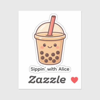 Cute Boba Tea Cup Sticker – Personalized Sticker