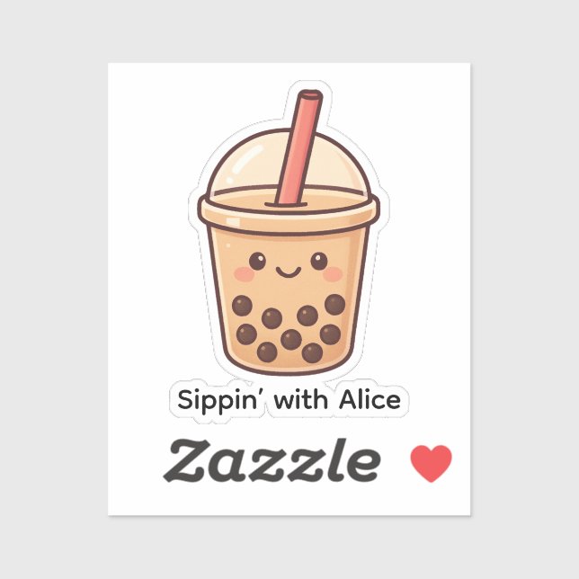 Cute Boba Tea Cup Sticker – Personalized Sticker (Sheet)