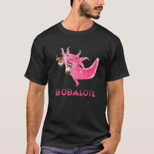 Cute Bobalotl Axolotl Drinking Boba Tea Sweets Ani T-Shirt