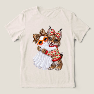Cute Bobcat Ghost Halloween Autumn Art Wild Cat  Tri-Blend Shirt