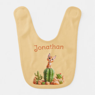 Cute Bobcat on cactus Baby Bib
