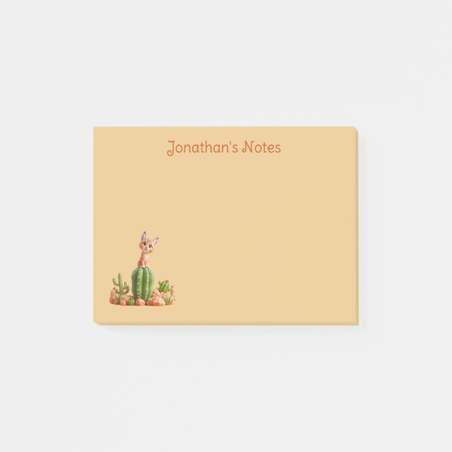 Cute Bobcat on cactus Post-it Notes (Front)