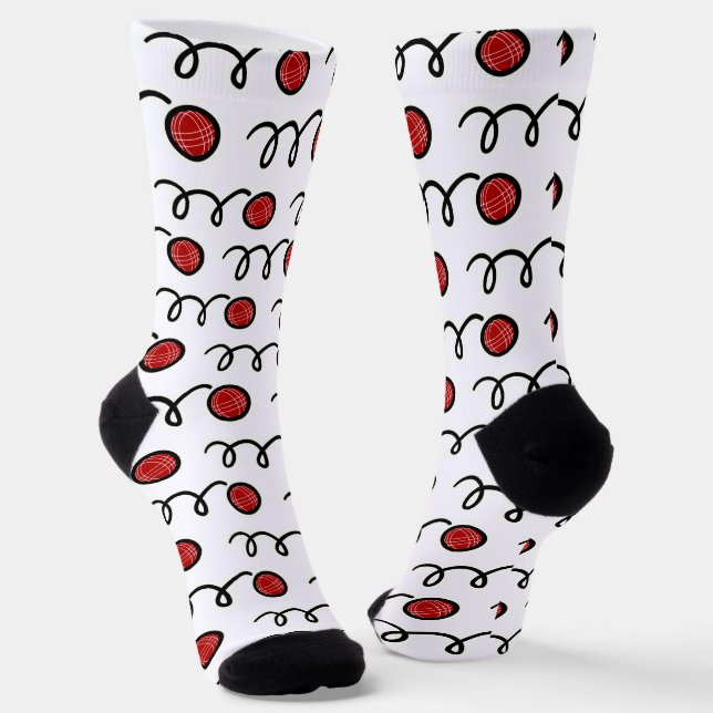 Cute bocce ball print crew sport socks (Angled)