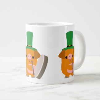 Cute Bodhran Playing Cartoon Pig Giant Coffee Mug