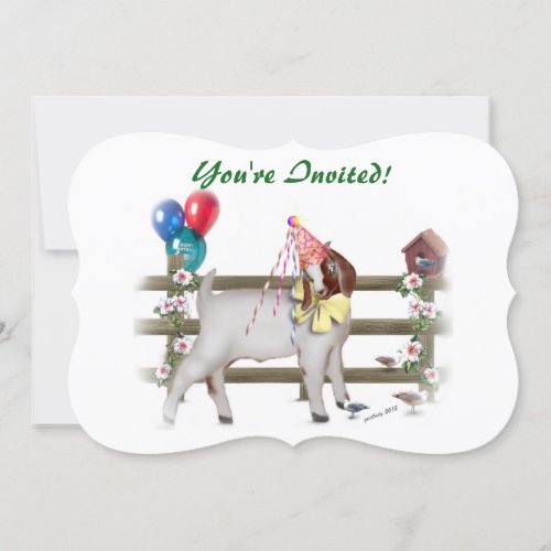 Cute Boer Goat Birthday Party Invitation