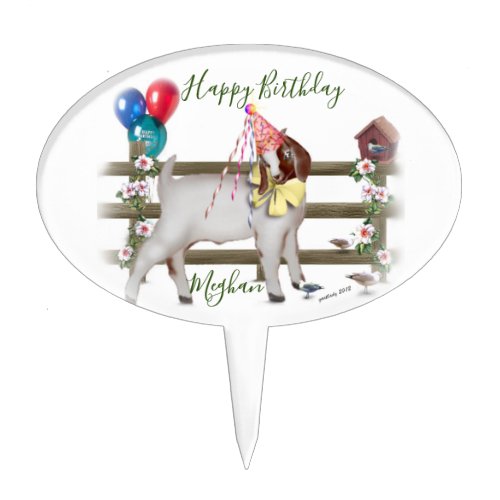 Cute Boer Goat Kid Birthday Party Cake Topper