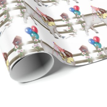 Cute Boer Goat Kid Birthday Wrapping Paper by getyergoat at Zazzle