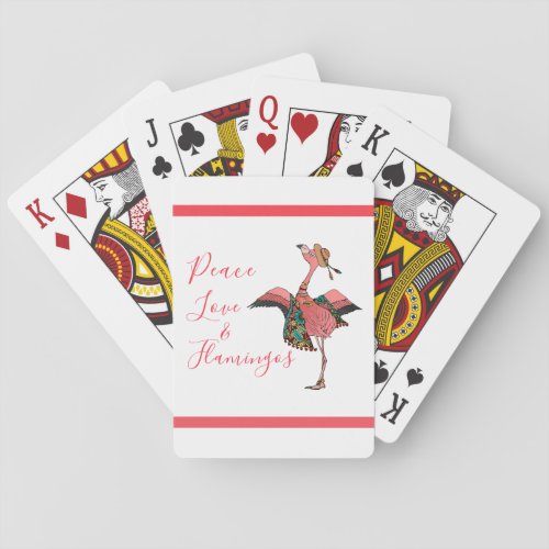 Cute Bohemian Flamingo Peace Love  Flamingos Poker Cards