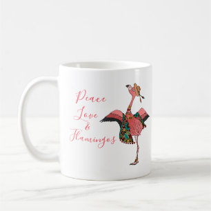 Cute Bohemian Peace Love & Flamingo Coffee Mug
