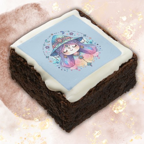 Cute Bohemian Queen with Blue Background  Brownie
