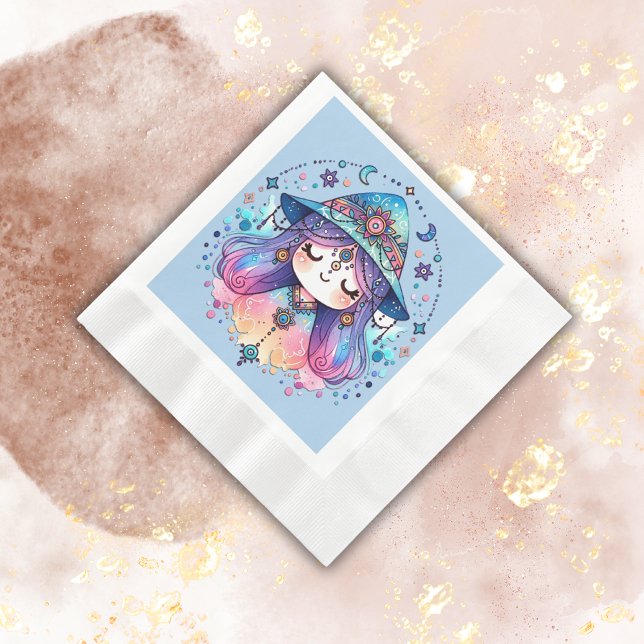 Cute Bohemian Queen with Blue Background | Napkins (Creator Uploaded)