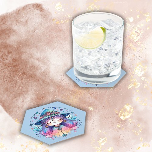 Cute Bohemian Queen with Blue Background  Paper Coaster