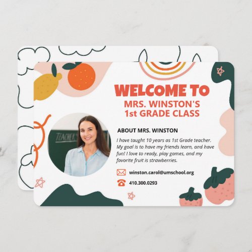 Cute Bohemian Welcome Card Teacher