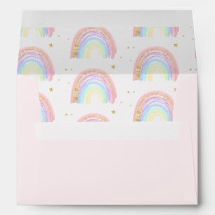 Cute Boho Abstract Rainbow & Stars Return Address Envelope