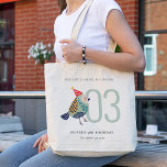 Cute Boho Aqua Blue Birdie Any Age Birthday Tote Bag<br><div class="desc">If you need any further customisation please feel free to message me on yellowfebstudio@gmail.com.</div>