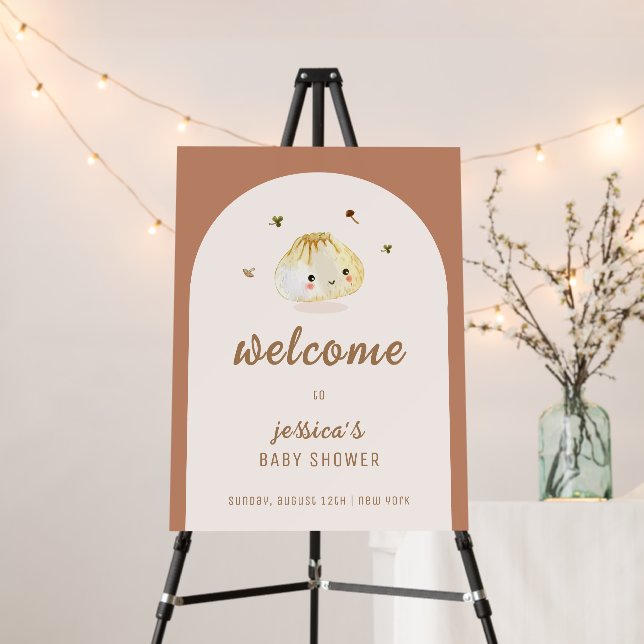 Cute Boho Arch Dumpling Baby Shower Welcome Sign (In Situ (Stand))