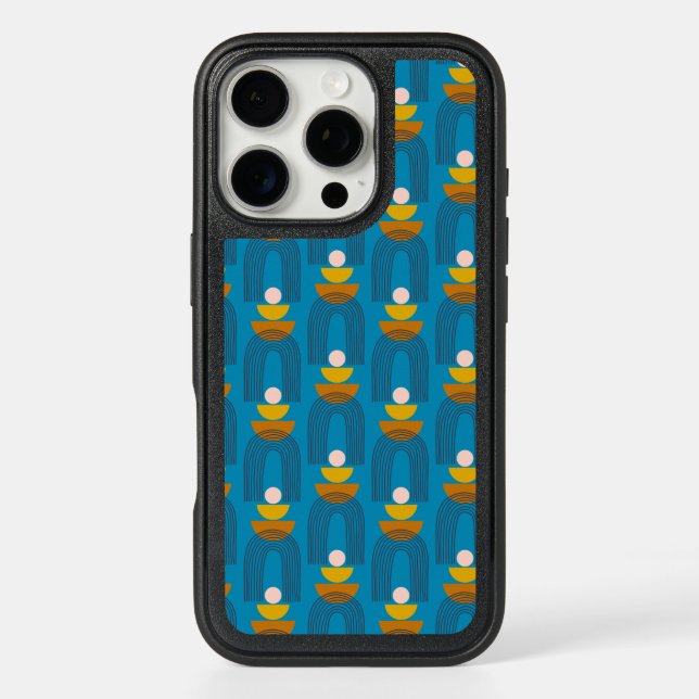 Cute Boho Arch Line Shapes in Blue and Yellow  Otterbox iPhone Case (Back)