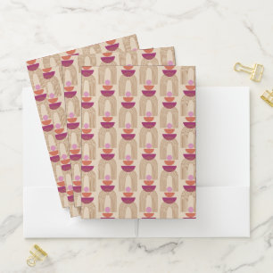Cute Boho Arch Line Shapes in Fuchsia and Gold  Pocket Folder
