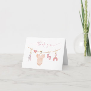 Cute Boho Baby Clothesline Baby Shower Letterpress Thank You Card