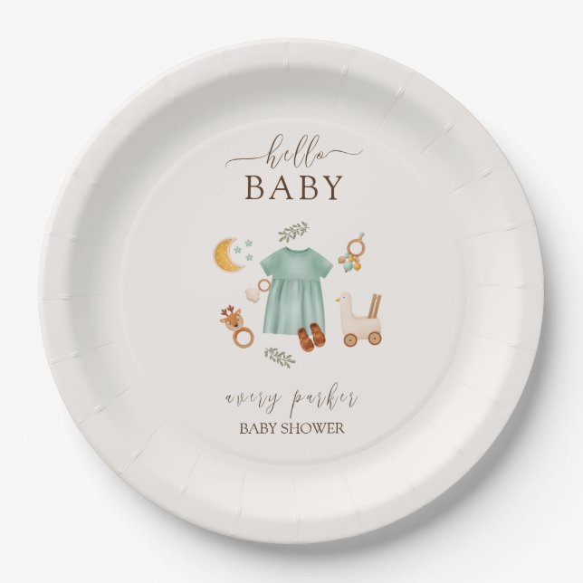 Cute Boho Baby Girl Clothes Baby Shower  Paper Plates (Front)