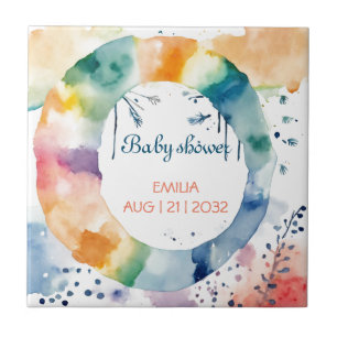 Cute Boho Baby Shower Custom Ceramic Tile 